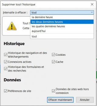 supprimer l'historique dans firefox